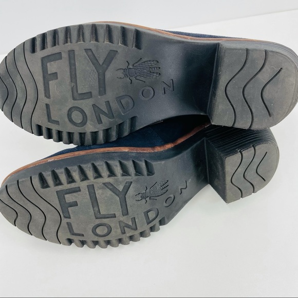 Fly London Blue Suede Wuza Lace Ankle 